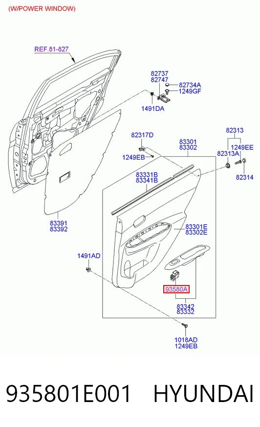 935801E001CHRYSLER-Кнопкавключениямоторастеклоподъемникапередняяправая