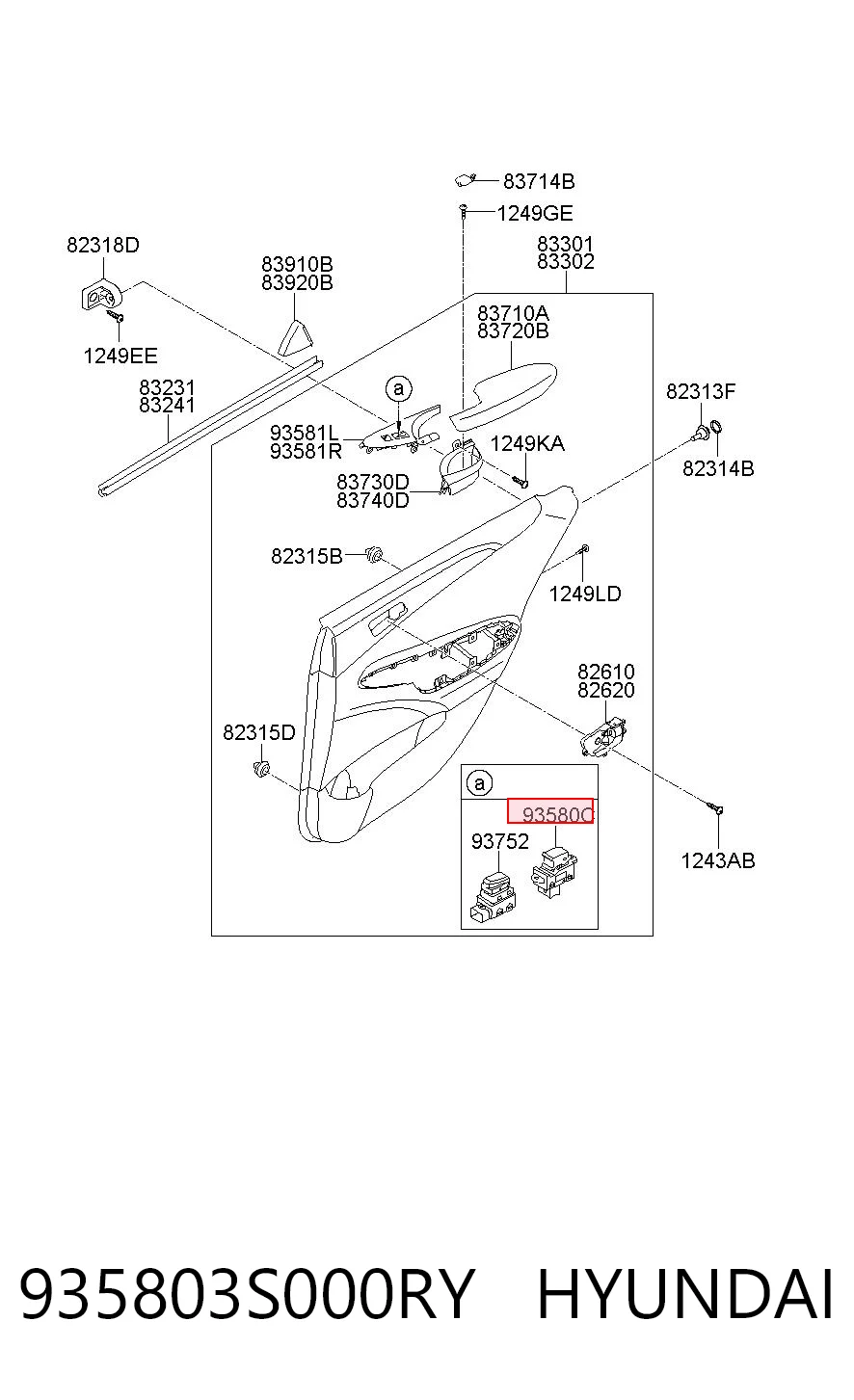 935803S000RY Hyundai/Kia Кнопка подъемника задних стекол