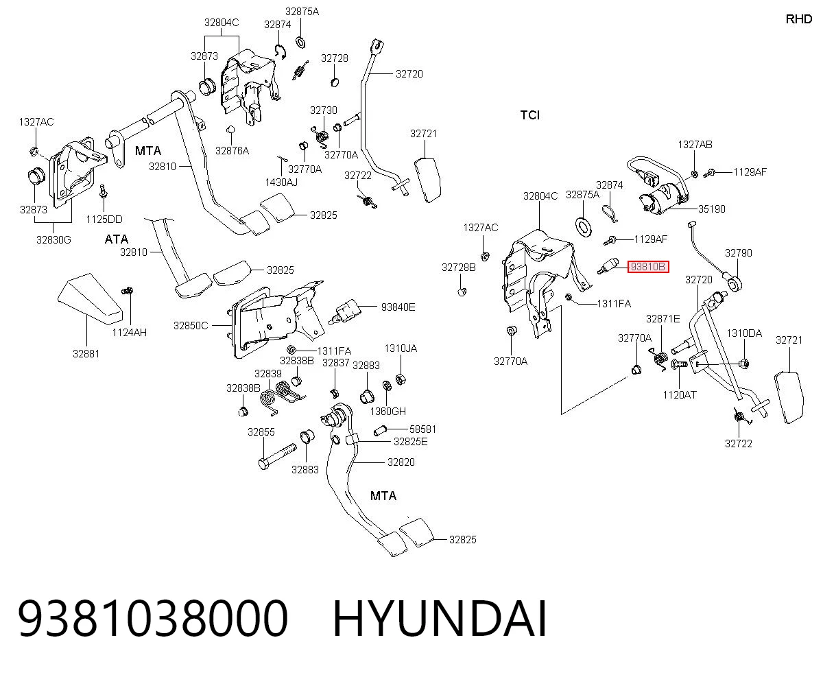 9381038000 Hyundai/Kia Датчик включения сцепления