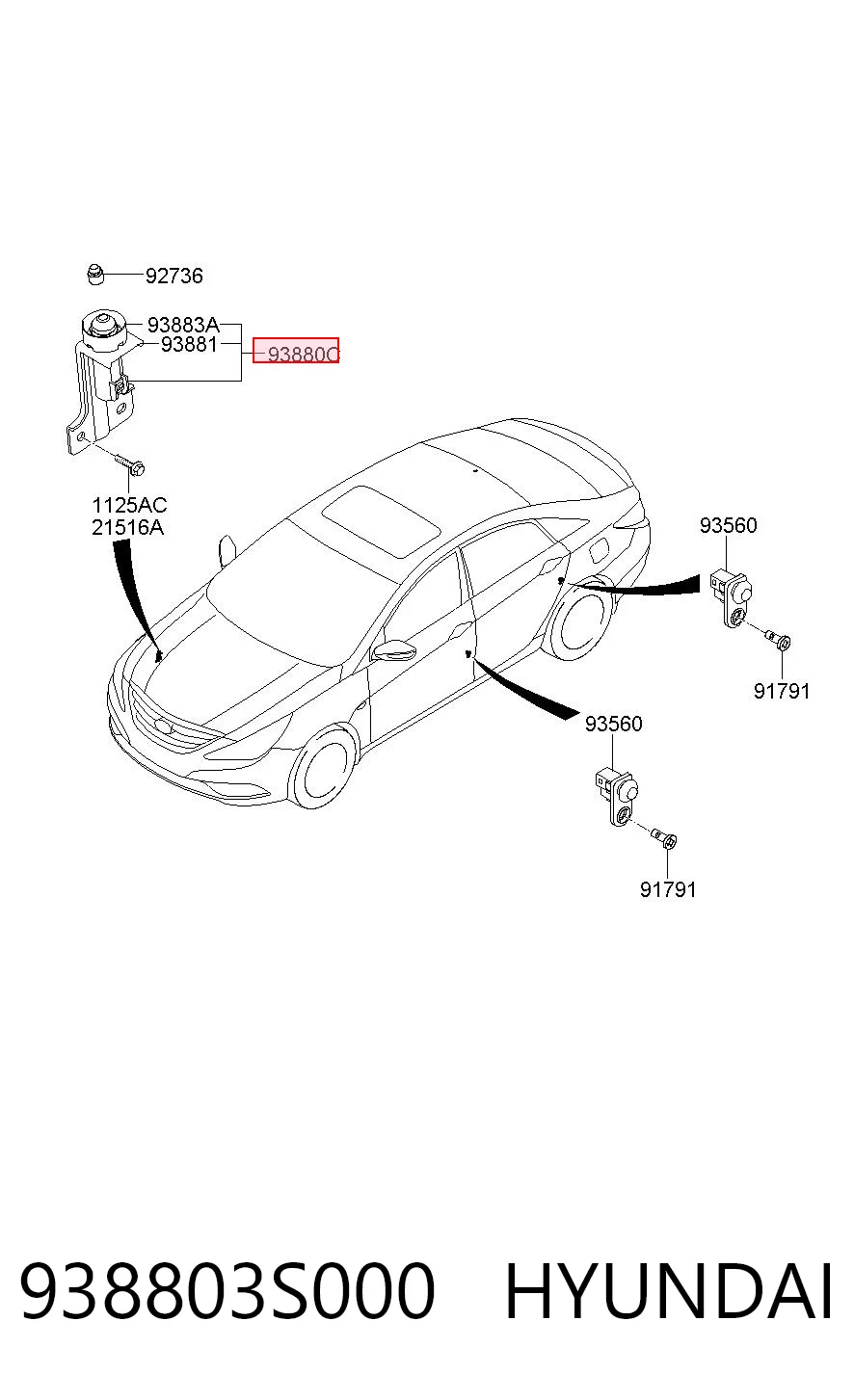 938803S000 Hyundai/Kia Датчик открытия капота