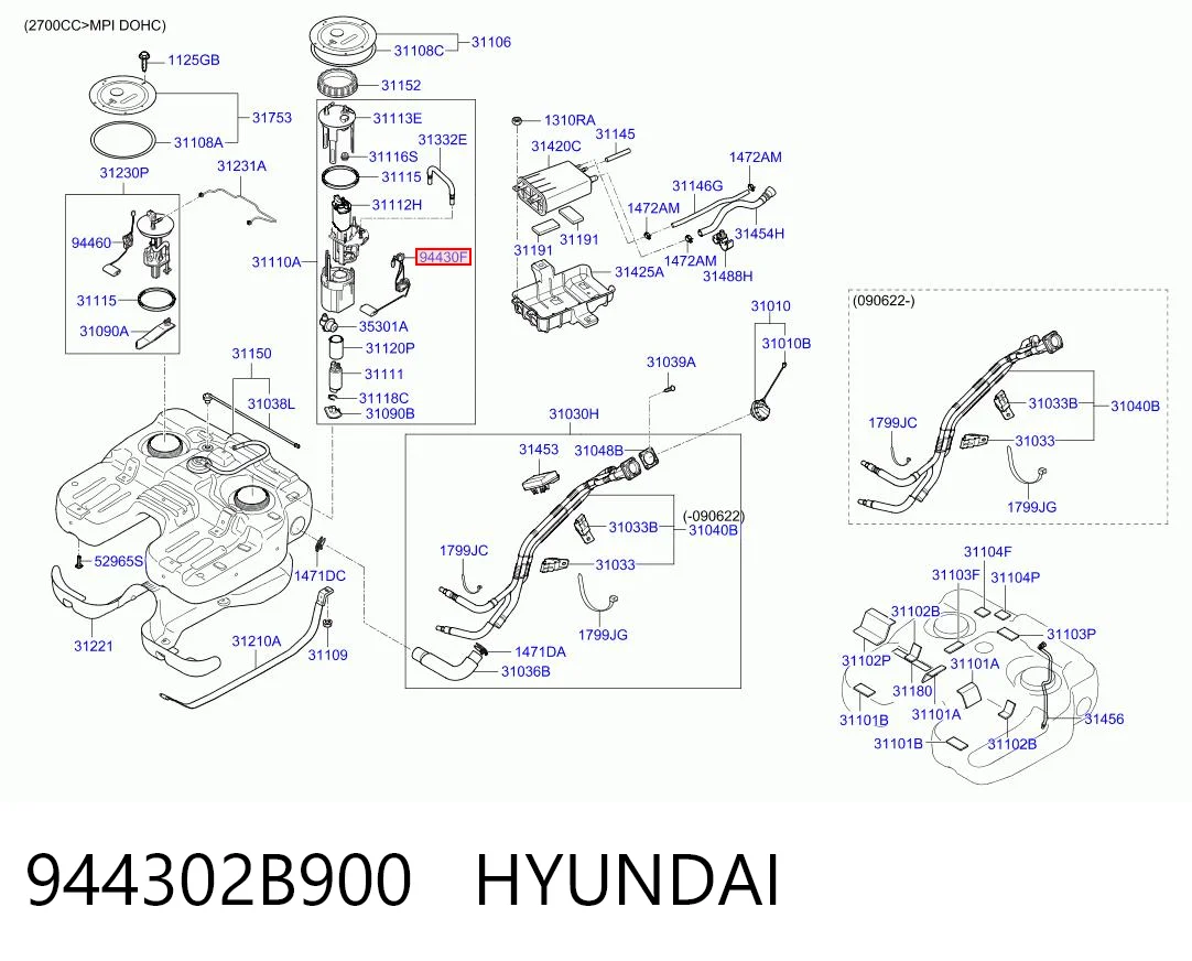 944302B900 Hyundai/Kia Датчик уровня топлива в баке левый