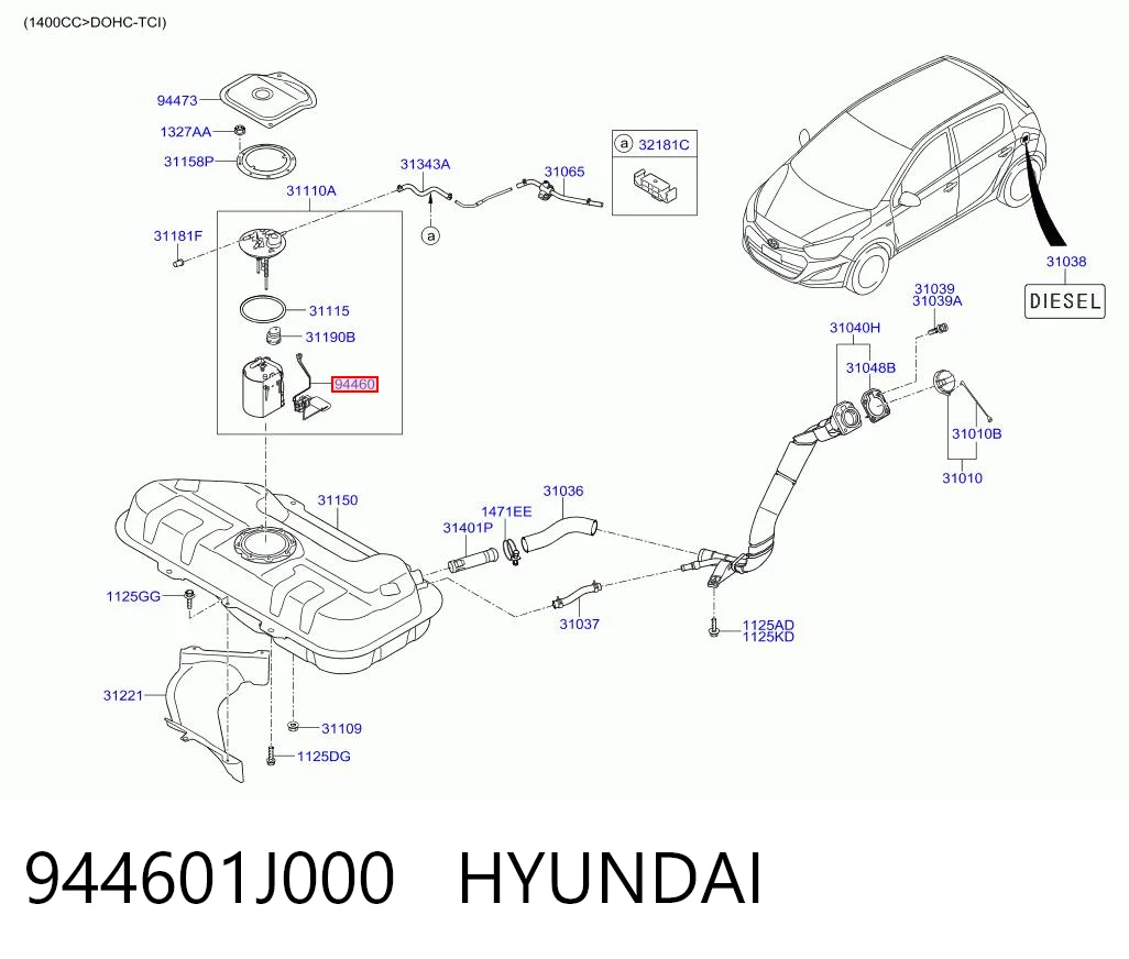 Датчик уровня топлива в баке на Hyundai I20 I PB