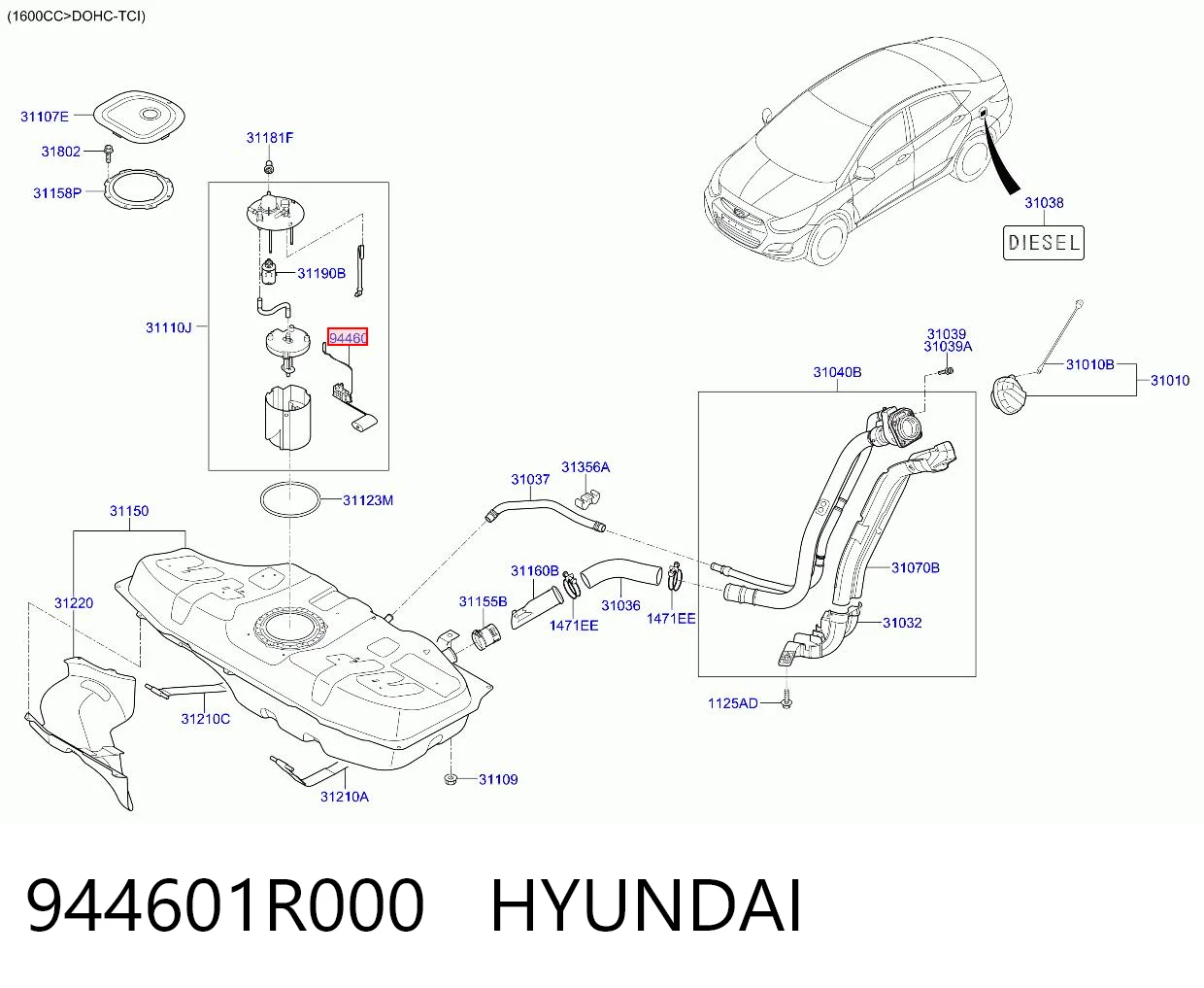 944601R000 Hyundai/Kia Датчик уровня топлива в баке