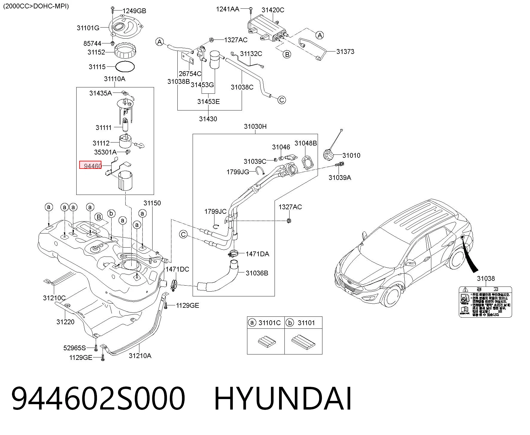 944602S000 Hyundai/Kia Датчик уровня топлива в баке