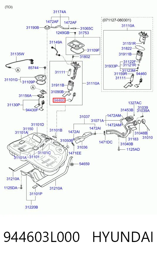 944603L000 Hyundai/Kia Датчик уровня топлива в баке