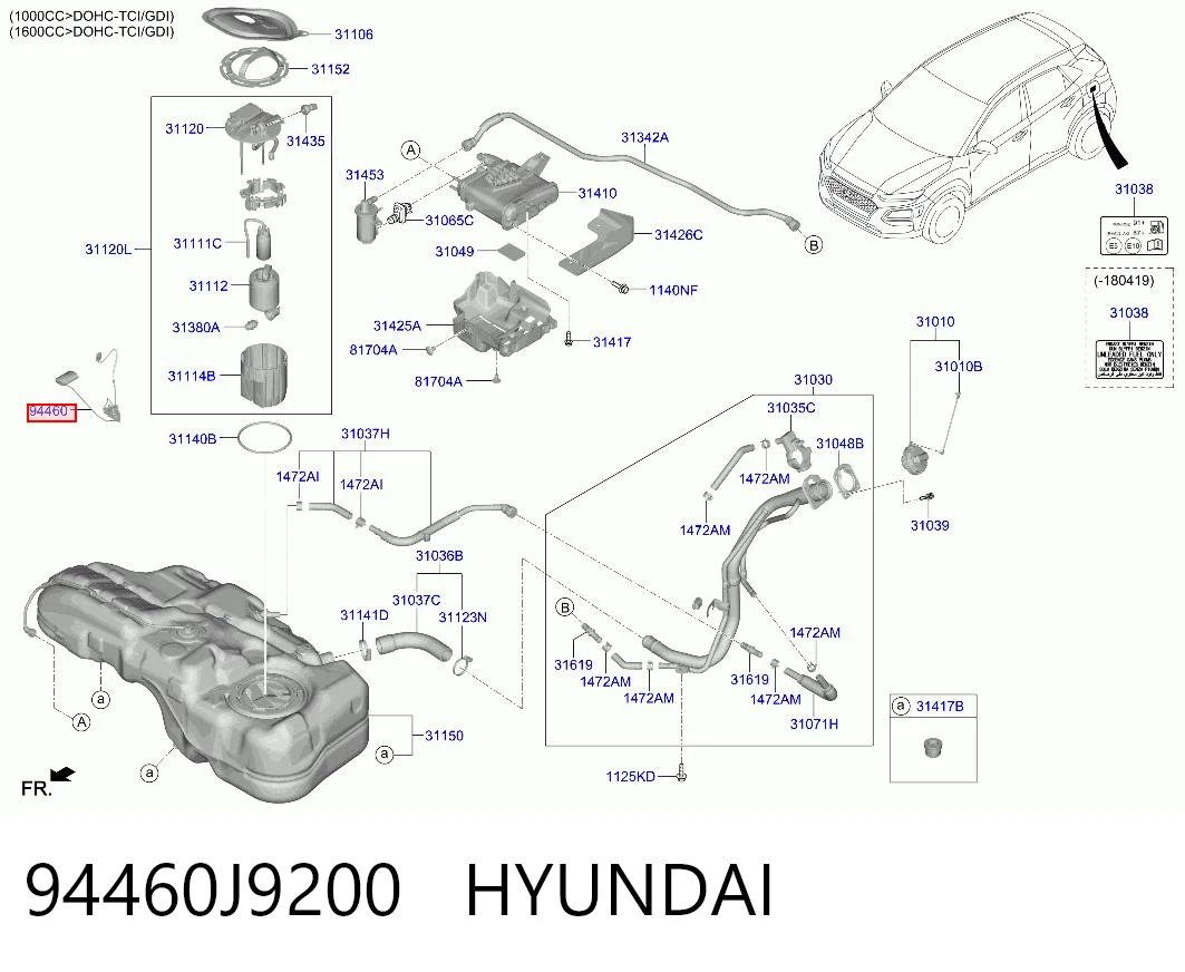 94460J9200 Hyundai/Kia Датчик уровня топлива в баке
