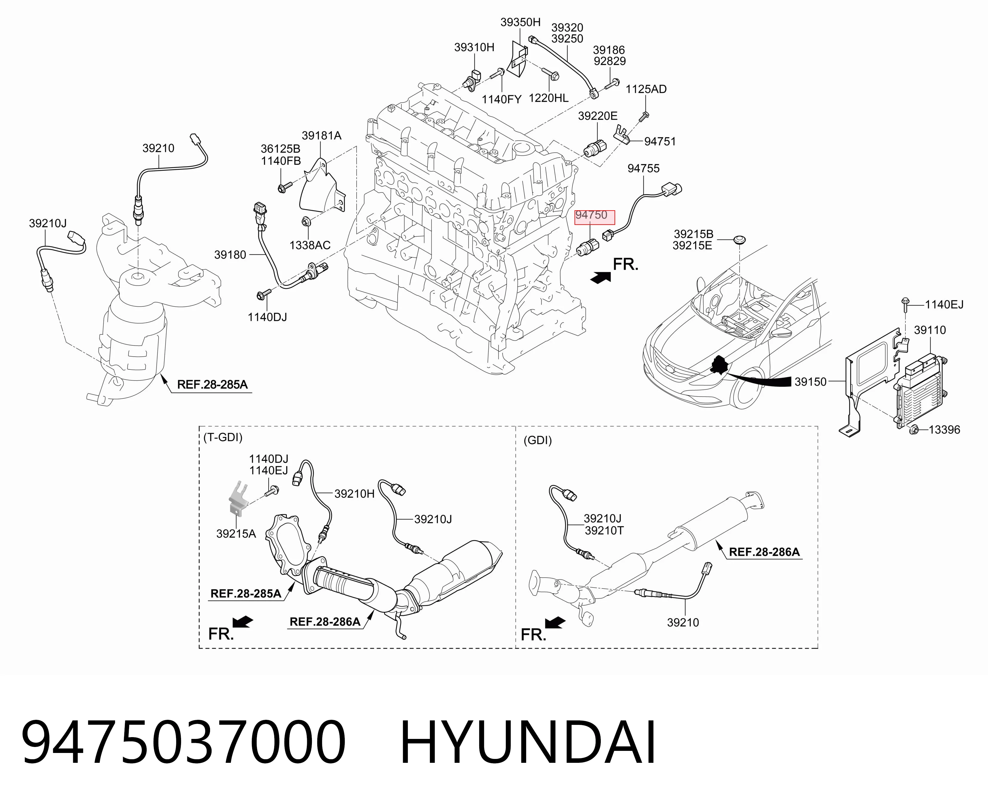 9475037000 Hyundai/Kia Датчик указателя давления масла