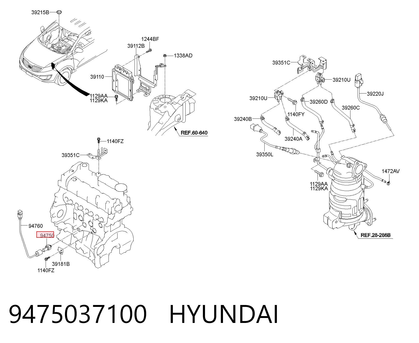 9475037100 Hyundai/Kia Датчик указателя давления масла