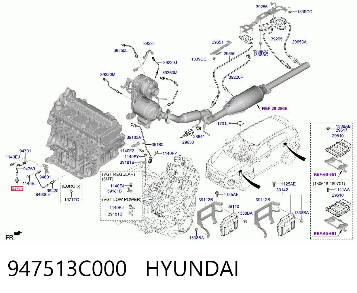 947513C000 Hyundai/Kia Датчик указателя давления масла