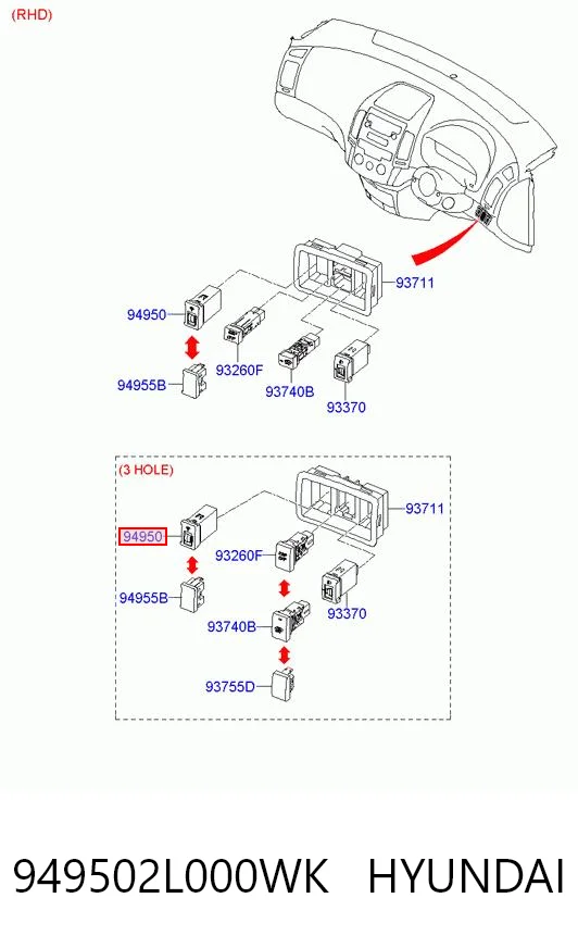 949502L000WK Hyundai/Kia Регулятор яркости панели приборов