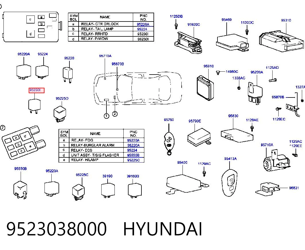 9523038000 Hyundai/Kia Реле управления стеклоподъемником