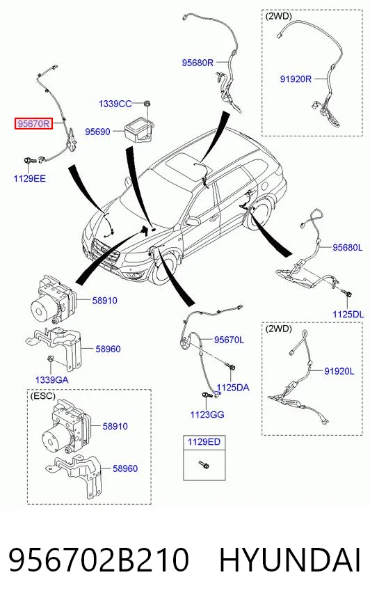 956702B210 Hyundai/Kia Датчик ABS передний правый