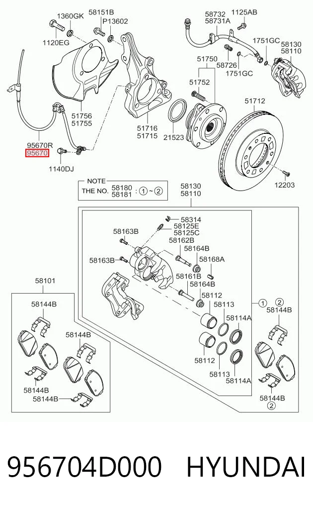 956704D000 Hyundai/Kia Сенсор АБС