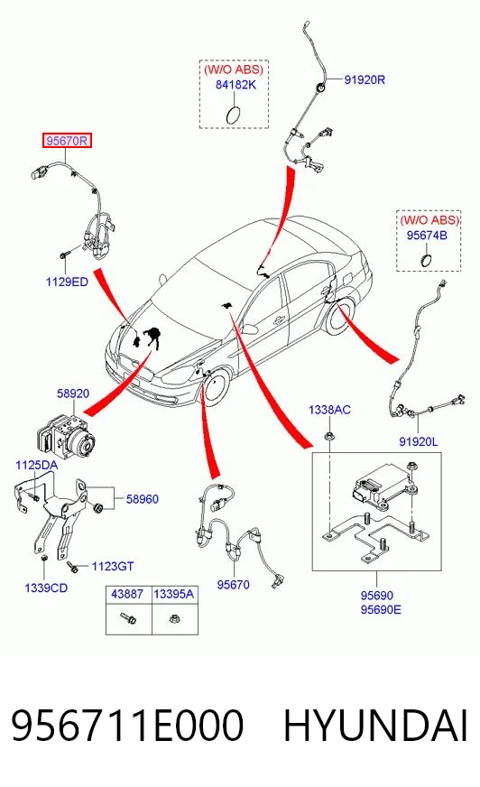 956711E000 Hyundai/Kia Датчик ABS передний правый
