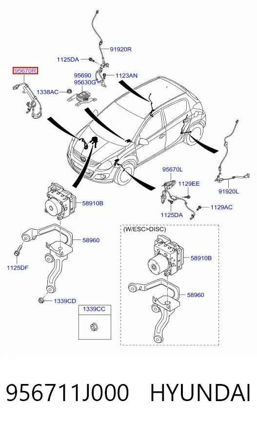 956711J000 Hyundai/Kia Датчик ABS передний правый