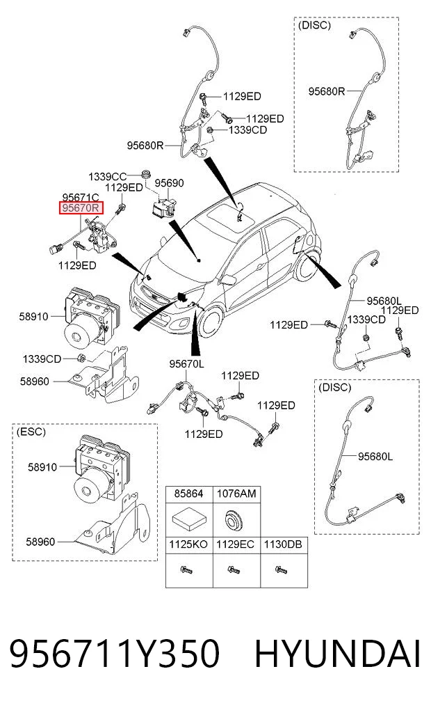 956711Y350 Hyundai/Kia Датчик ABS передний правый