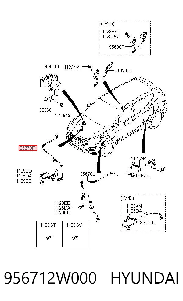 956712W000 Hyundai/Kia Датчик ABS передний правый