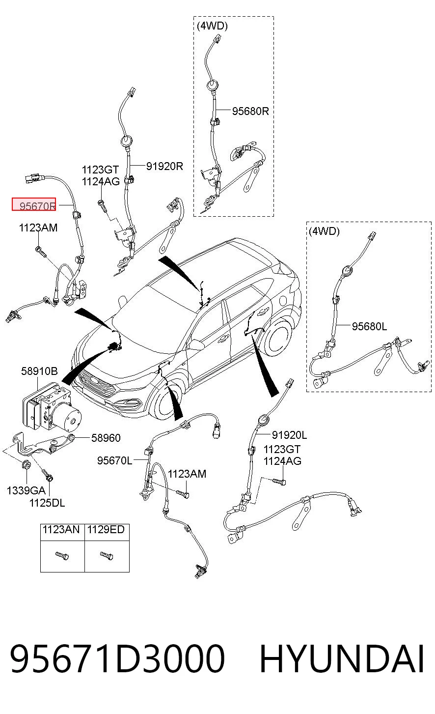 95671D3000 Hyundai/Kia Датчик ABS передний правый