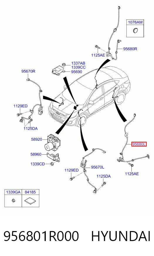 956801R000 Hyundai/Kia Задний левый датчик АБС