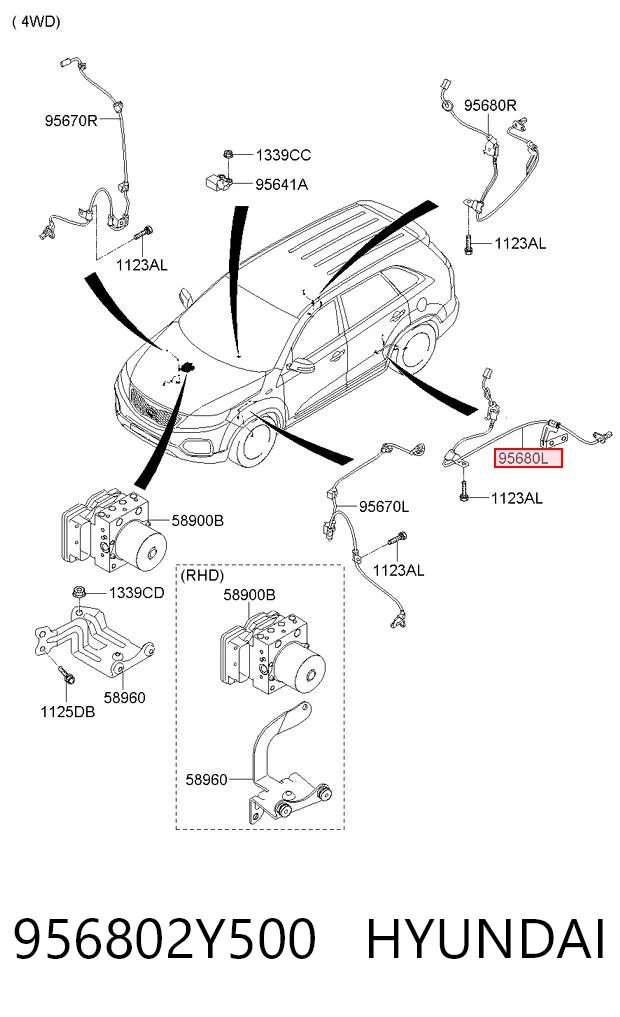 956802Y500 Hyundai/Kia Задний левый датчик АБС