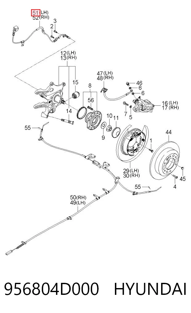 956804D000 Hyundai/Kia Задний левый датчик АБС