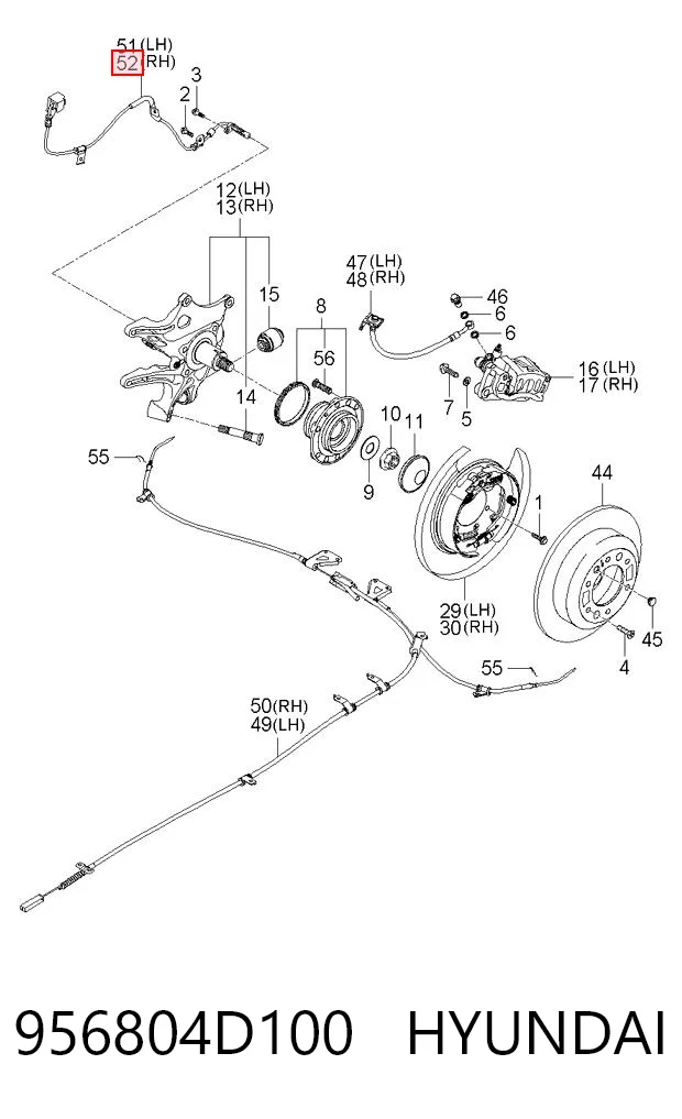 956804D100 Hyundai/Kia Датчик АБС (ABS) задний, правый