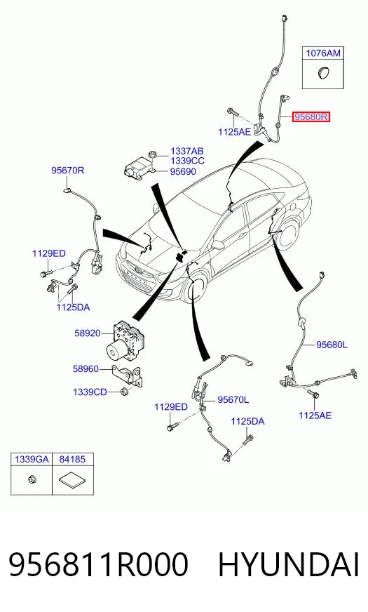 956811R000 Hyundai/Kia Датчик АБС (ABS) задний, правый