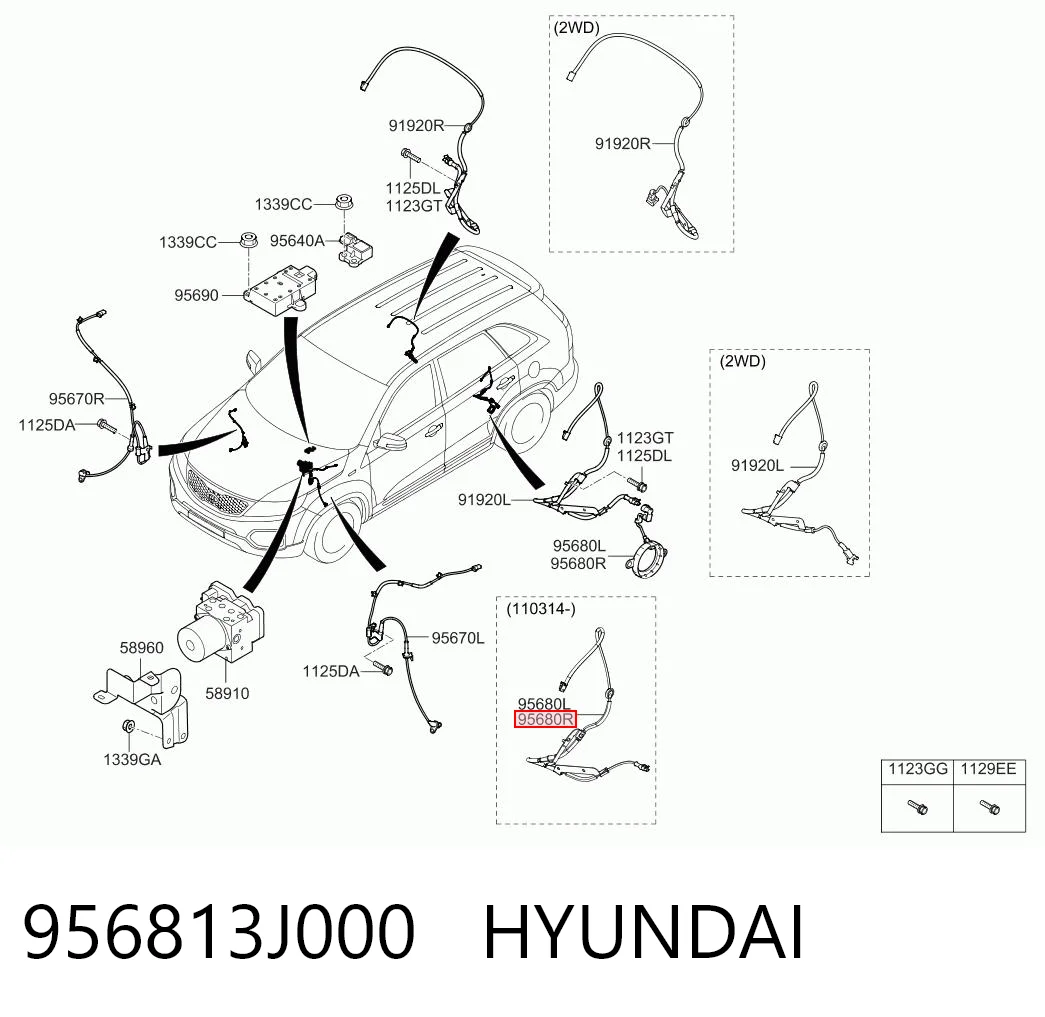956813J000 Hyundai/Kia Датчик АБС (ABS) задний, правый