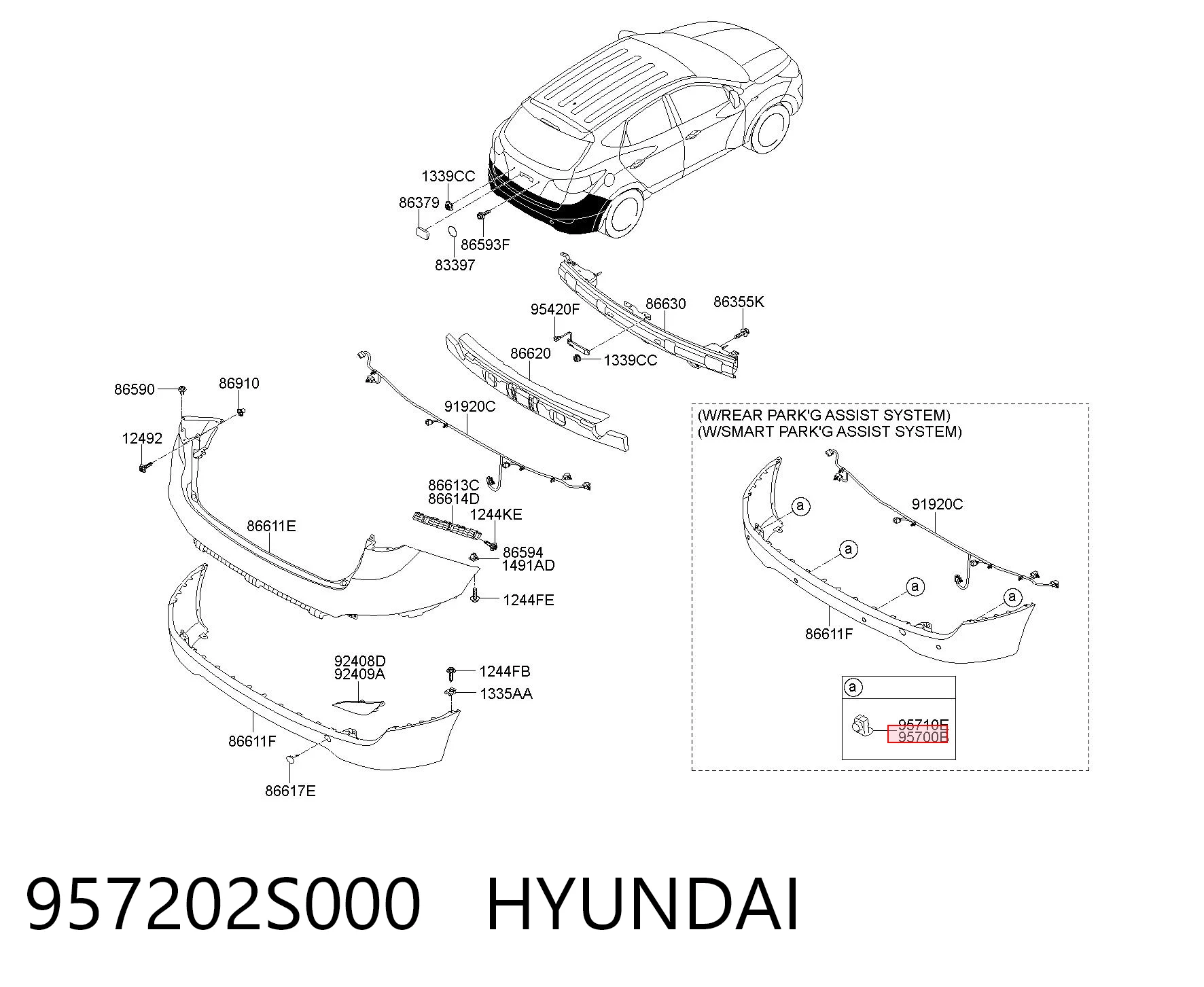 957202S000 Hyundai/Kia Задние парктроники