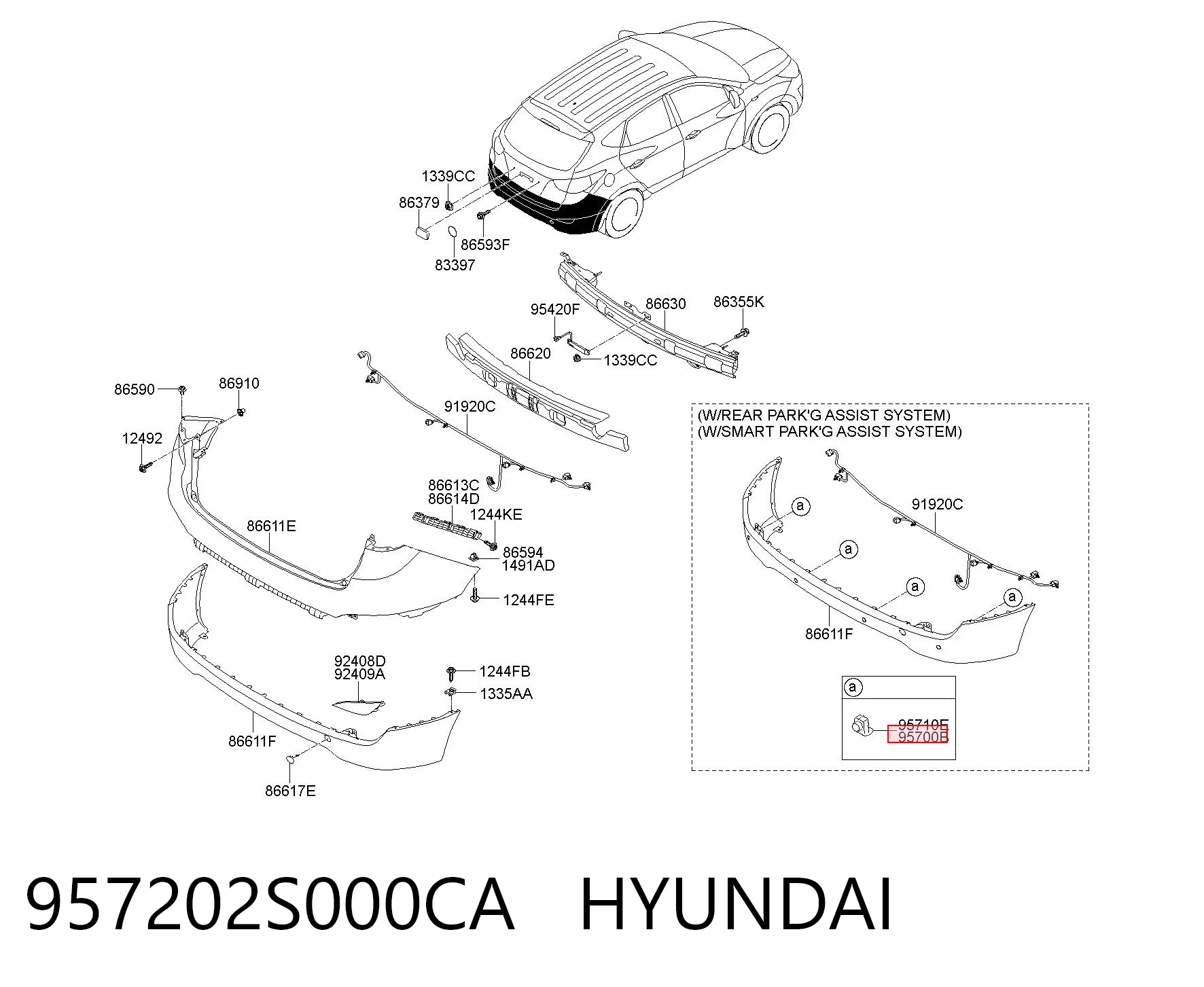 957202S000CA Hyundai/Kia Задние парктроники