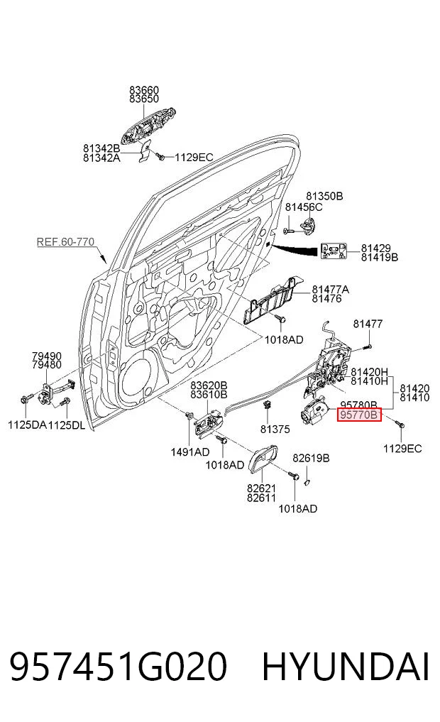 957451G020 Hyundai/Kia Мотор-привод откр/закр. замка двери, задней, левой