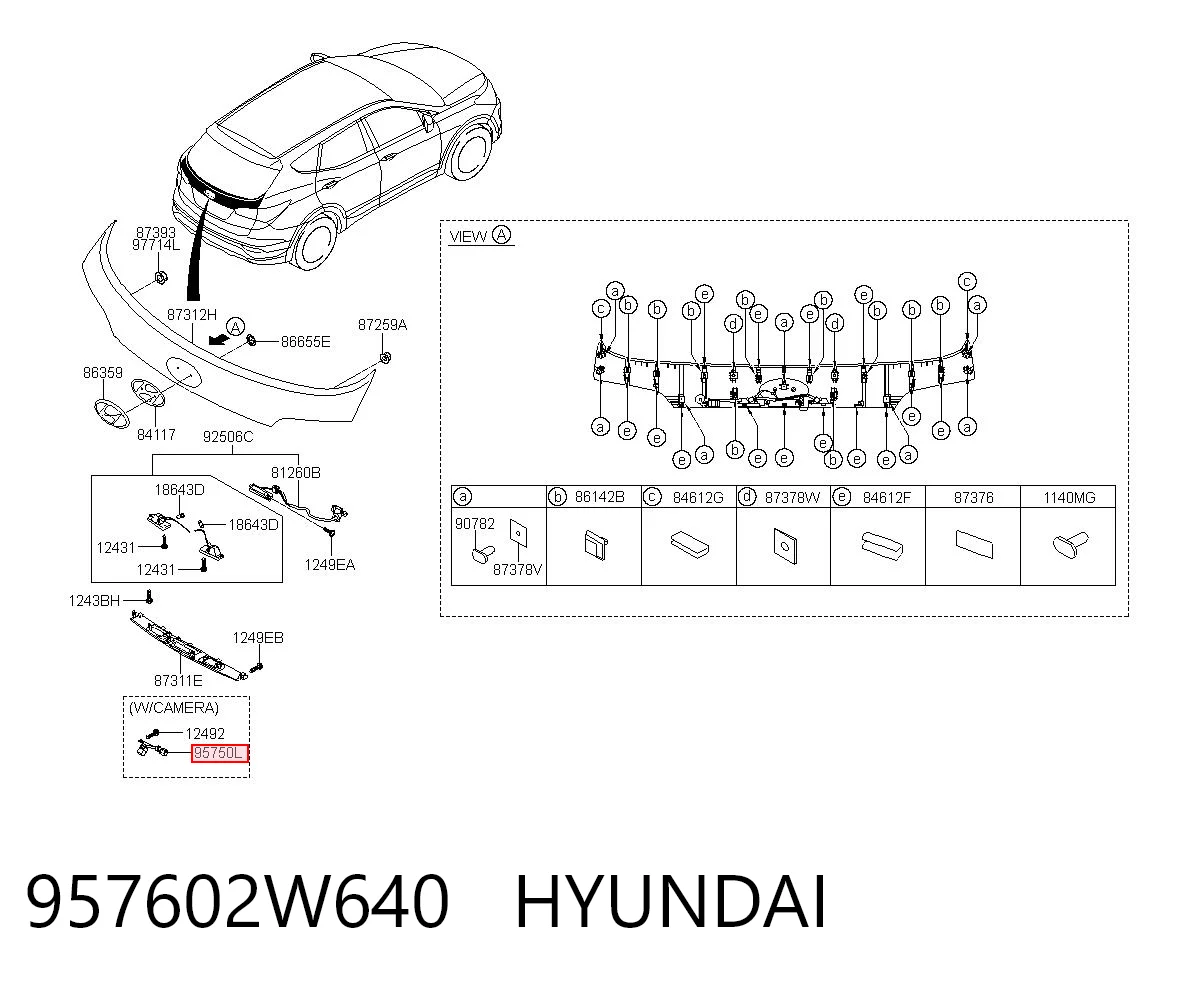 957602W640 Hyundai/Kia Камера системы обеспечения видимости