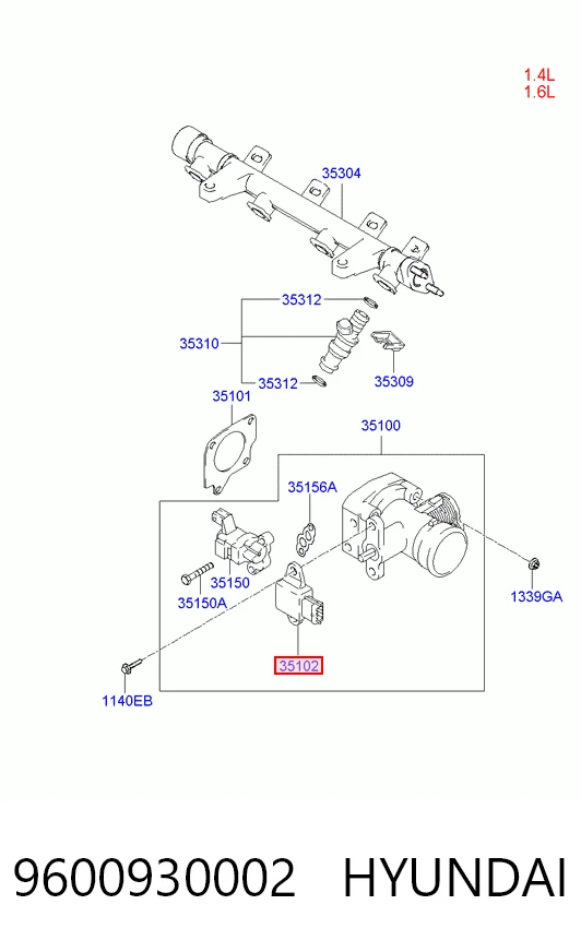 9600930002 Hyundai/Kia Датчик положения дроссельной заслонки