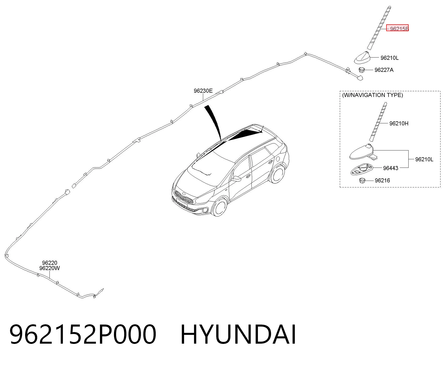 962152P000 Hyundai/Kia Шток антенны