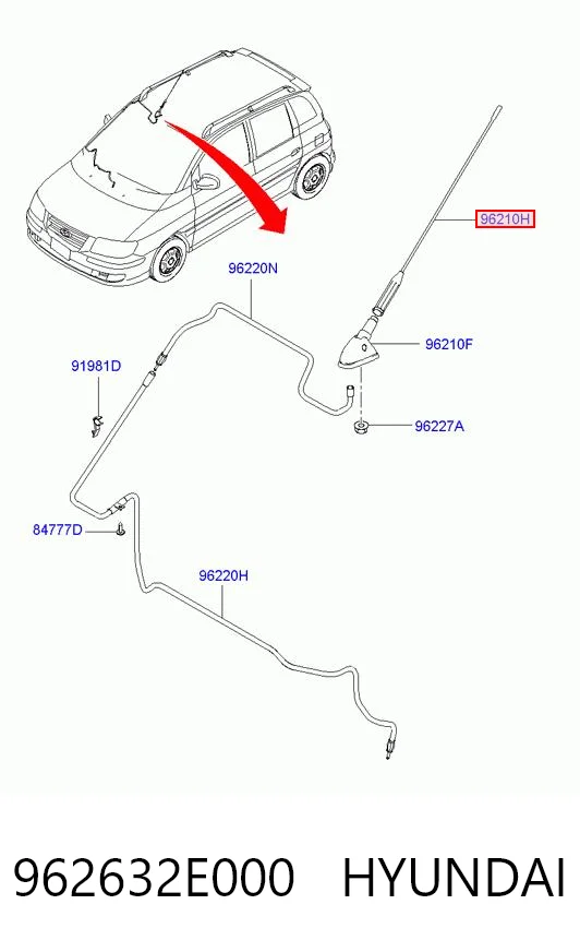962632E000 Hyundai/Kia Шток антенны
