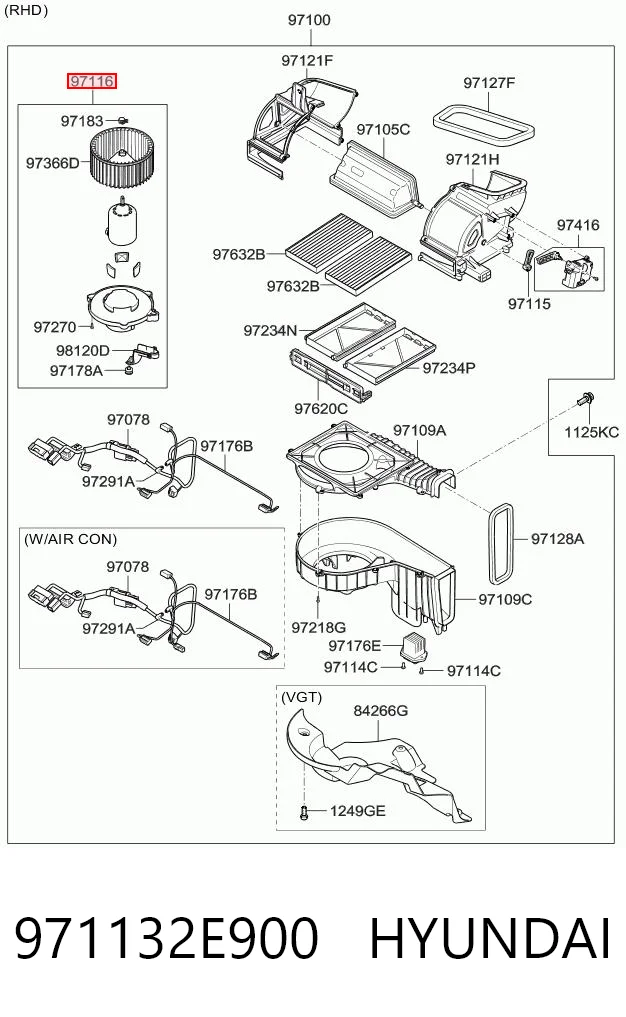 971132E900 Hyundai/Kia Электромотор печки