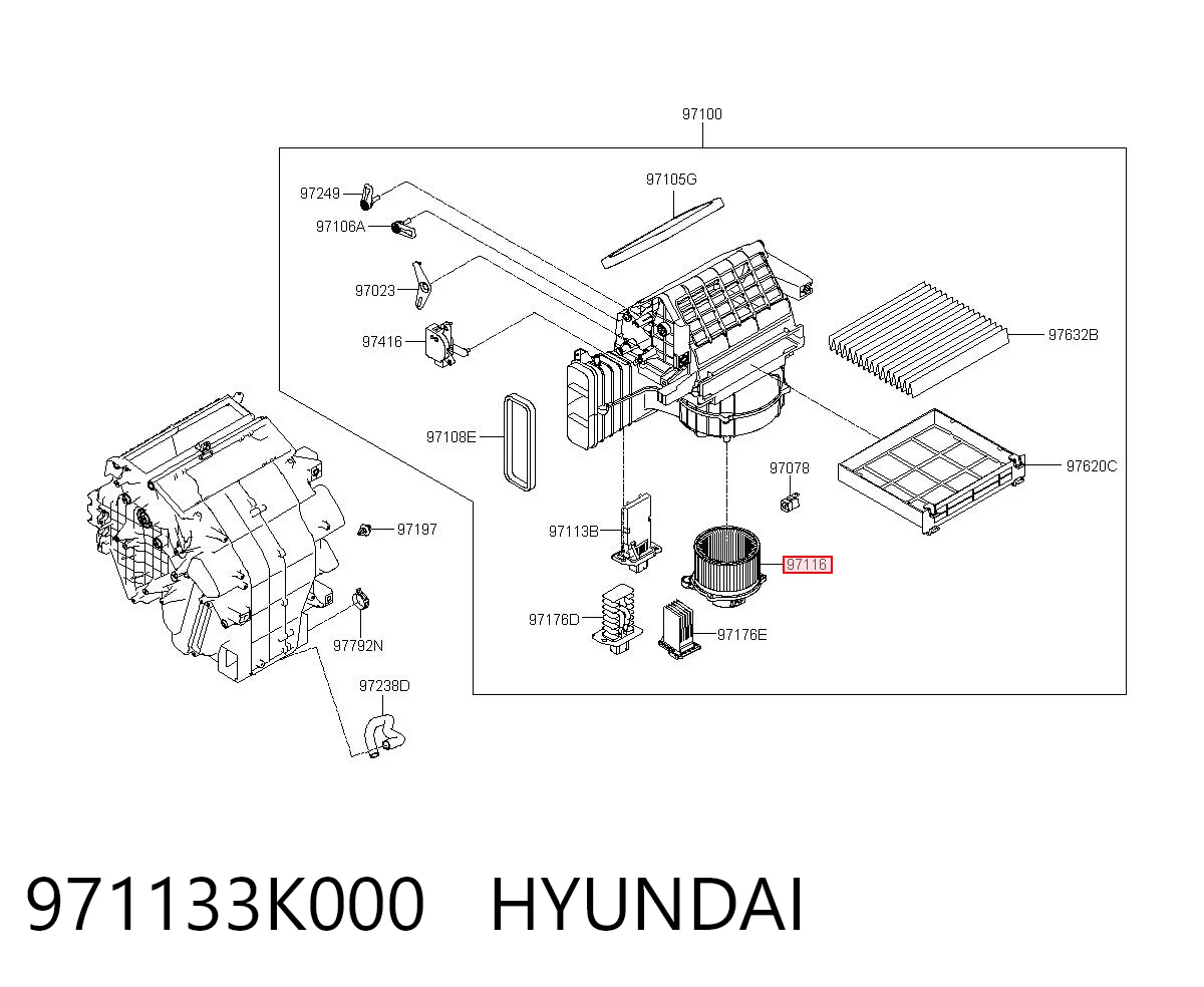 971133K000 Hyundai/Kia Электромотор печки