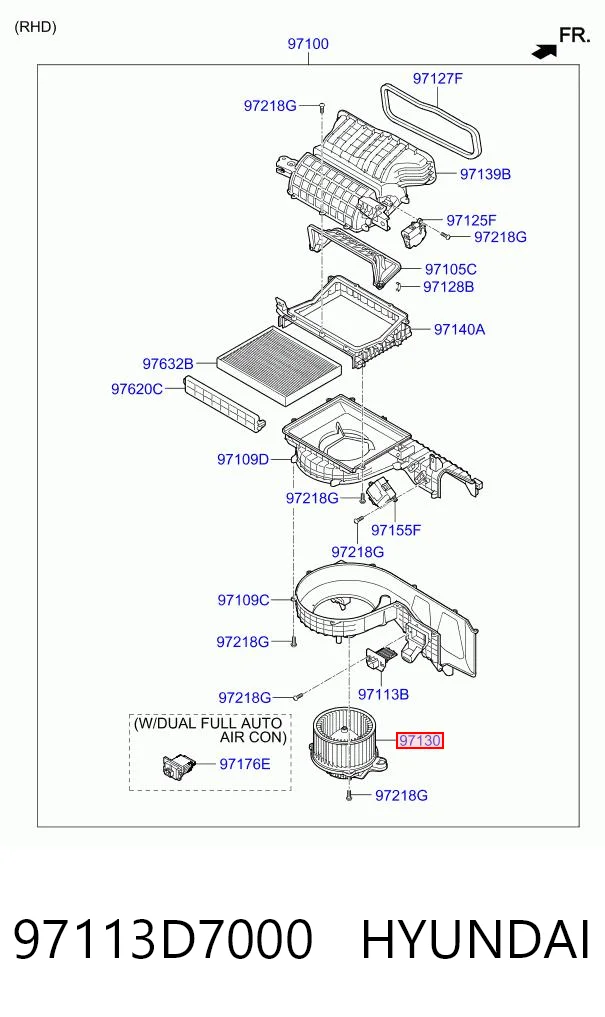 97113D7000 Hyundai/Kia Электромотор печки