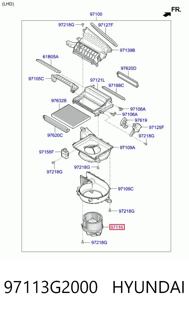 97113G2000 Hyundai/Kia Электромотор печки