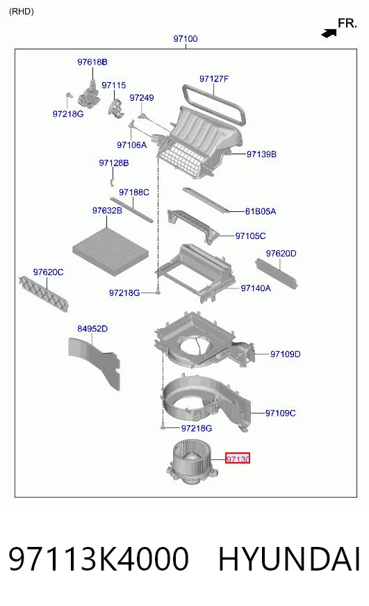 97113K4000 Hyundai/Kia Электромотор печки