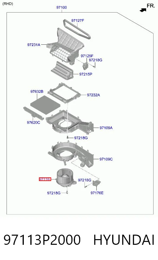 97113P2000 Hyundai/Kia Электромотор печки