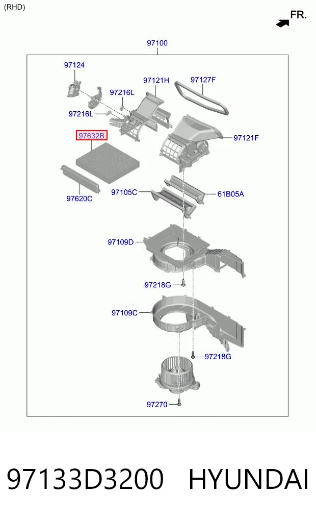 97133D3200 Hyundai/Kia Внутрисалонный фильтр