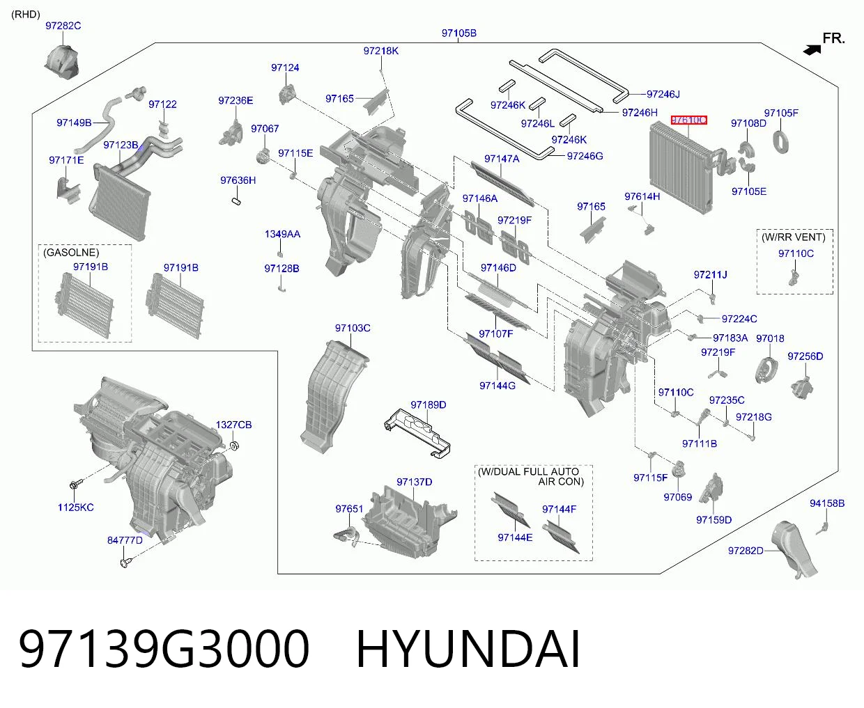97139G3000 Hyundai/Kia Радиатор отопителя салона