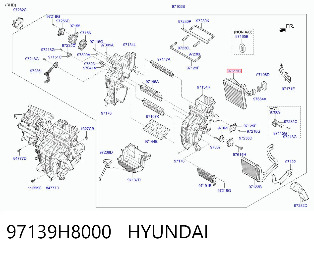 97139H8000 Hyundai/Kia Радиатор отопителя салона