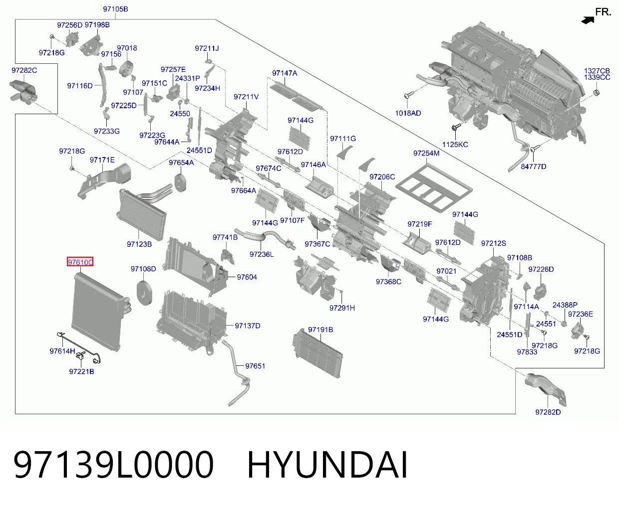 97139L0000 Hyundai/Kia Радиатор отопителя салона
