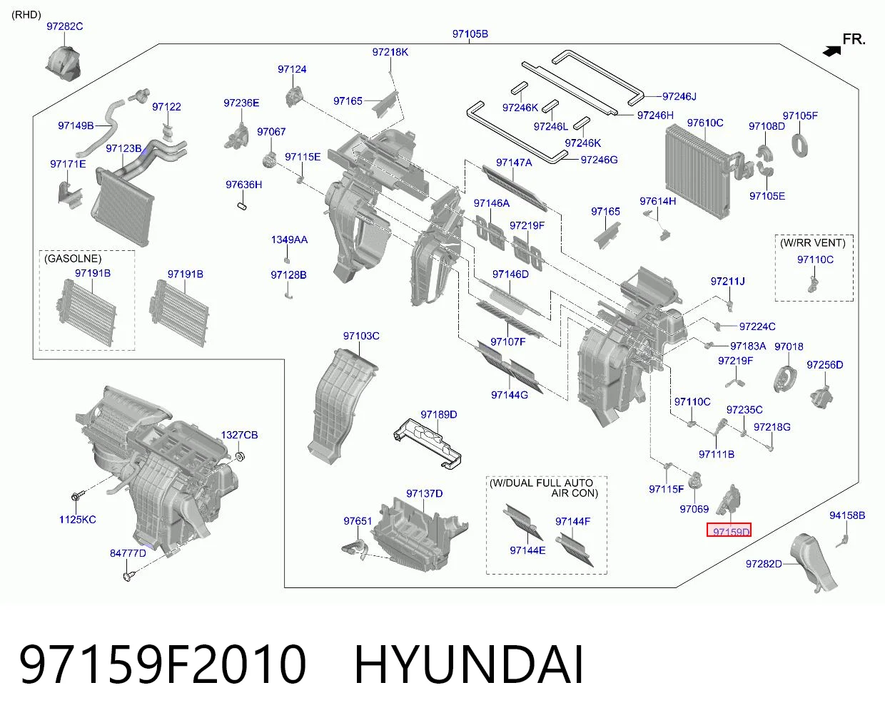 97159F2010 Hyundai/Kia Привод системы автоматического управления отопителем