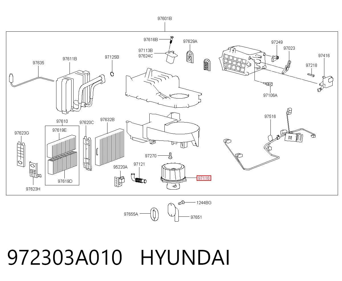 972303A010 Hyundai/Kia Электромотор печки
