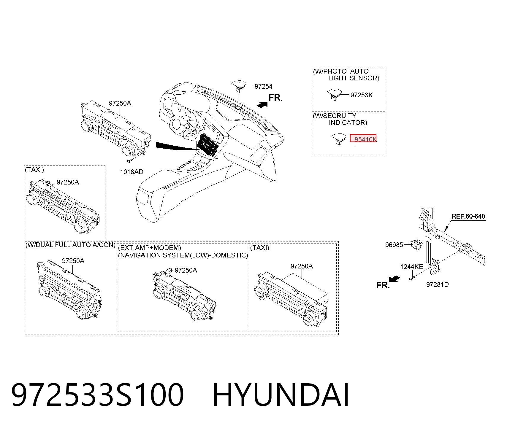 972533S100 Hyundai/Kia Датчик освещения салона