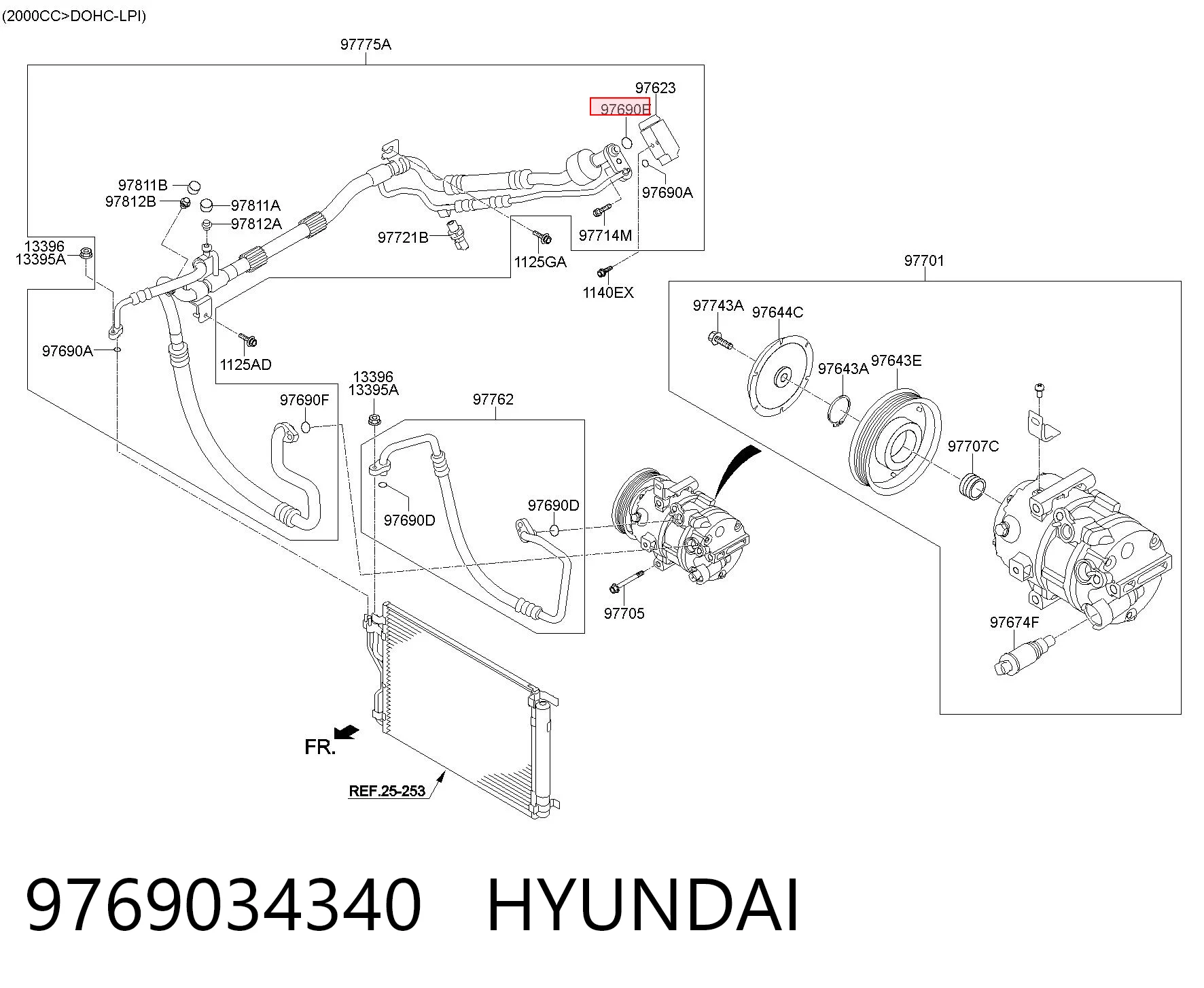 9769034340 Hyundai/Kia Кольцо уплотнительное шланга компрессора, обратного