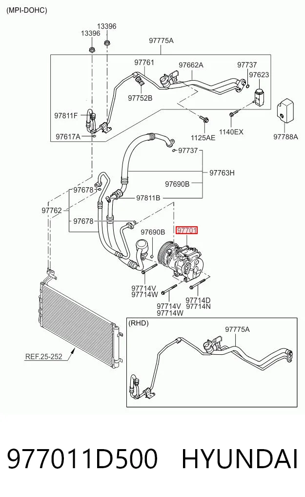 977011D500 Hyundai/Kia Компрессор хладагента